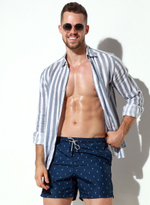 Мужские пляжные шорты с принтом в виде якорей (Размер: L) (Цвет: синий)