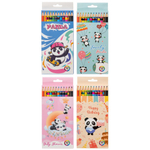 Карандаши цветные, Basir, деревянные, серия "Панда", цветная упаковка, 12 шт