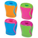 Точилка BRAUBERG "Mix", с контейнером, пластиковая, корпус ассорти, 228448