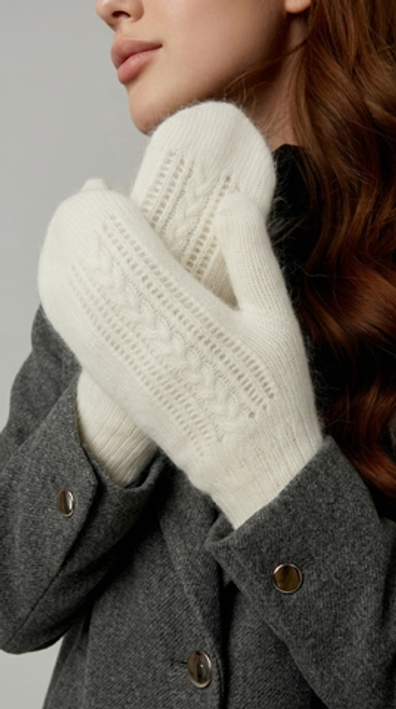 Варежки В003-02 белый натуральный