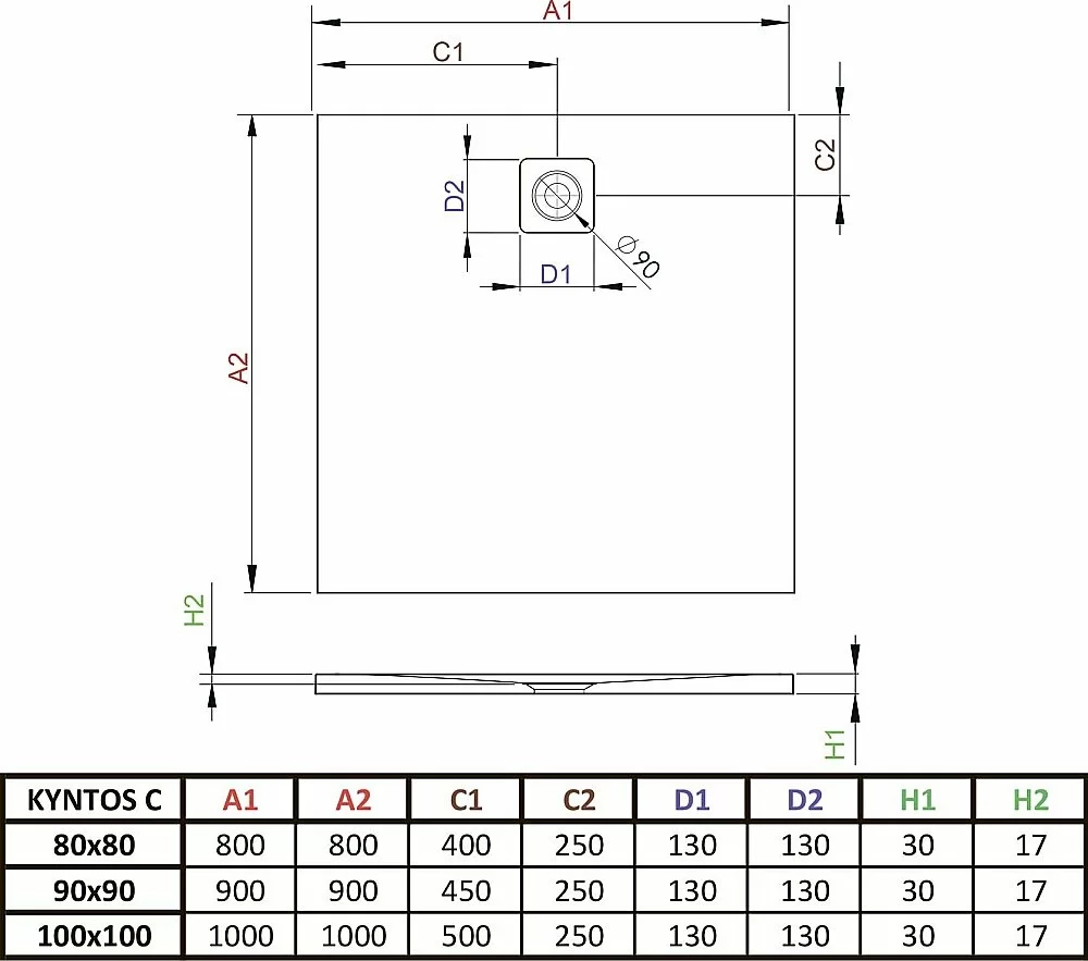 Душевой поддон Radaway Kyntos C white HKC9090-04 90x90 белый