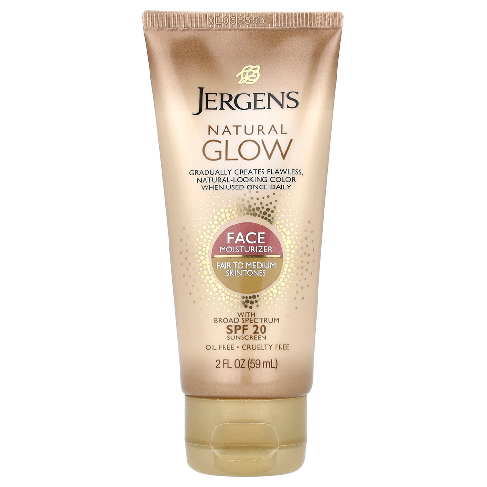 Jergens, Natural Glow, увлажняющее средство для лица, SPF 20, от умеренного до среднего, 59 мл (2 жидк. унц.)