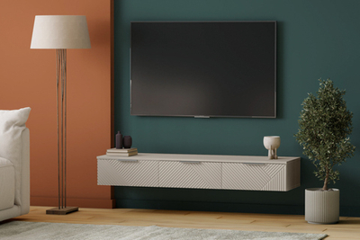 ТВ-тумба Салерно NEW 3 (МДФ) SF-022 Сантьяго Кашемир 5981 BS 148*42*220 см, Бежевый   Фиеста