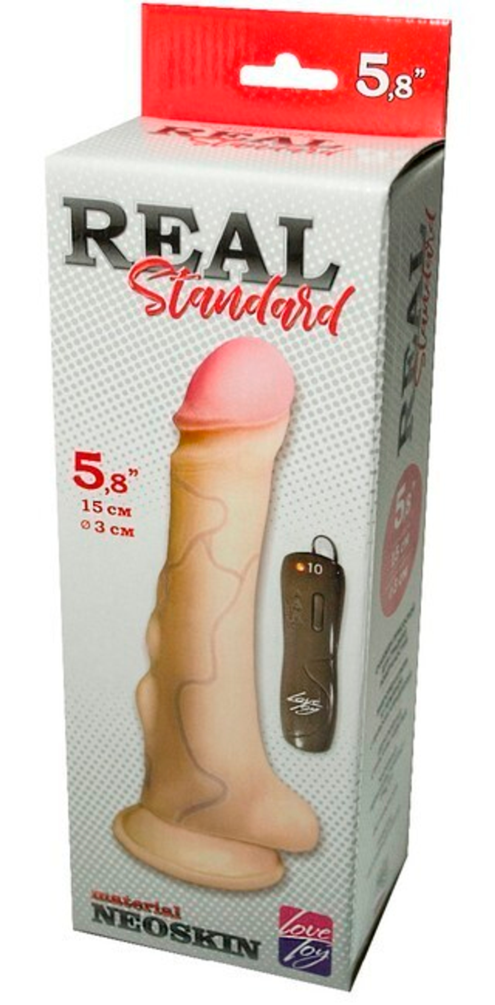 Вибратор-реалистик с выносным пультом с присоской Real Standard ( 20 см ) (Цвет: телесный)