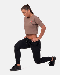 Женская укороченная футболка Minimalist Logo NEBBIA Crop T-shirt 600 Brown