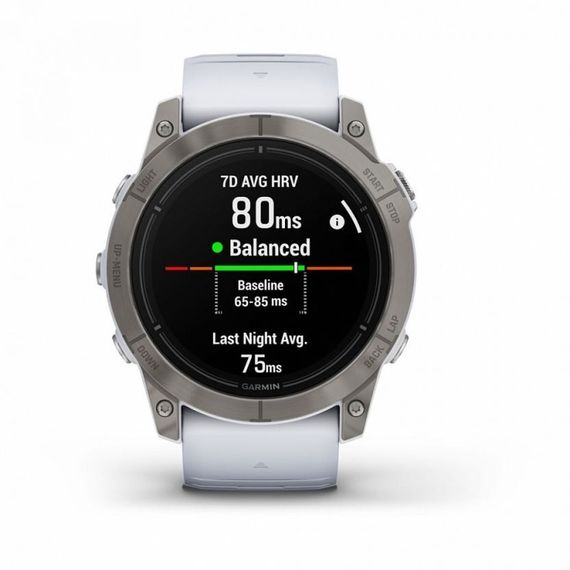 Garmin EPIX PRO Gen 2 Sapphire 51 мм — белый титановый DLC, белый ремешок