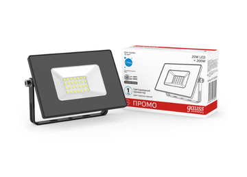 Прожектор светодиодный Gauss LED 20W IP65 6500К чёрный ПРОМО 613100320P