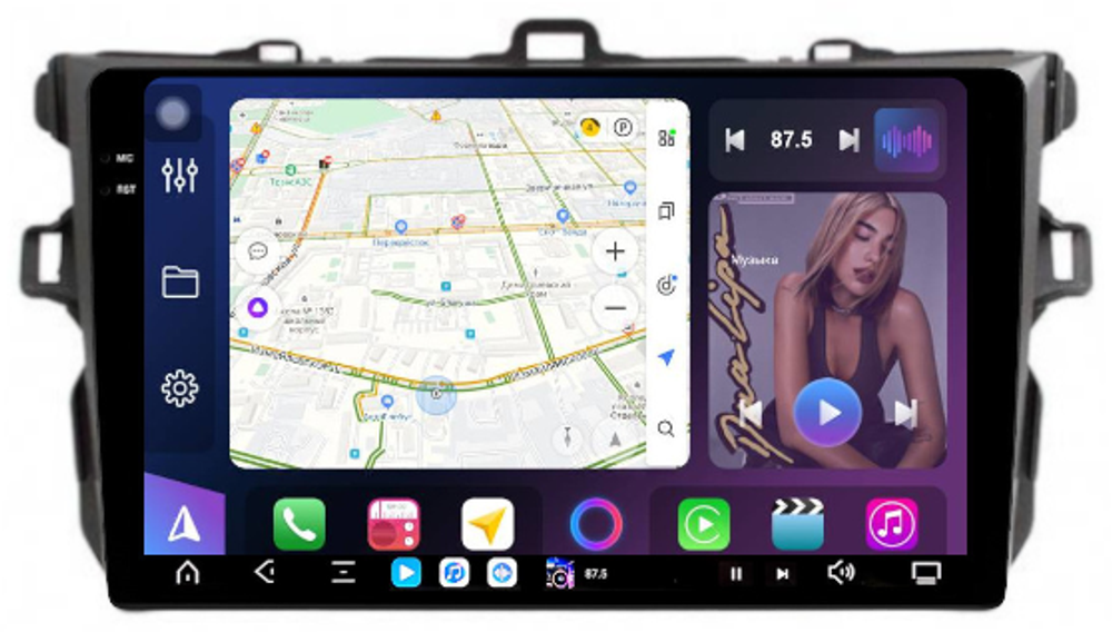 Магнитола для Toyota Corolla 150 2006-2013 (рамка тип 1) - FarCar XXL063M монитор 9.5" 2K QLED на Android 14, TS20, 8+256Гб, CarPlay, 4G SIM-слот