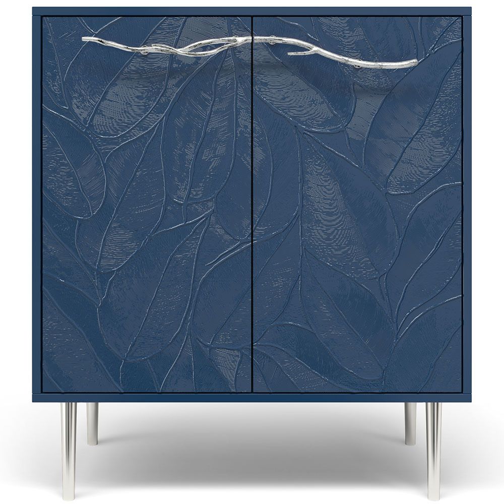 Комод Арт Колор leaves Стайл Сильвер с 2 полками Королевский синий