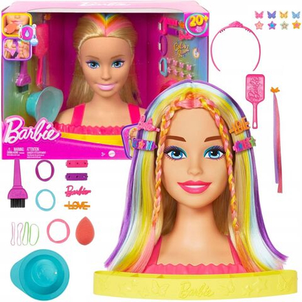 Кукла Barbie Mattel Totally Hair Deluxe - Кукла Барби для причесок с прямыми светлыми и неоново-радужными волосами HMD78