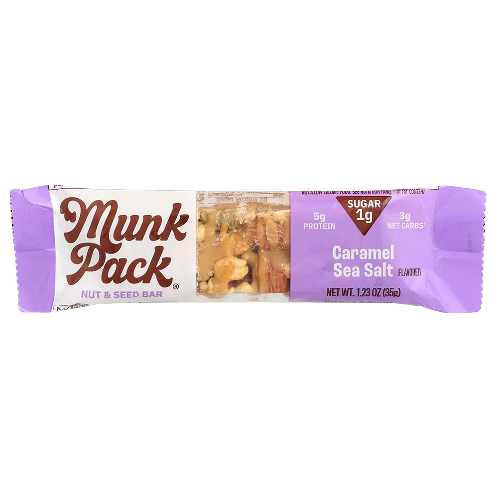 Munk Pack, батончик с орехами и семенами, карамель с морской солью, 35 г (1,23 унции)