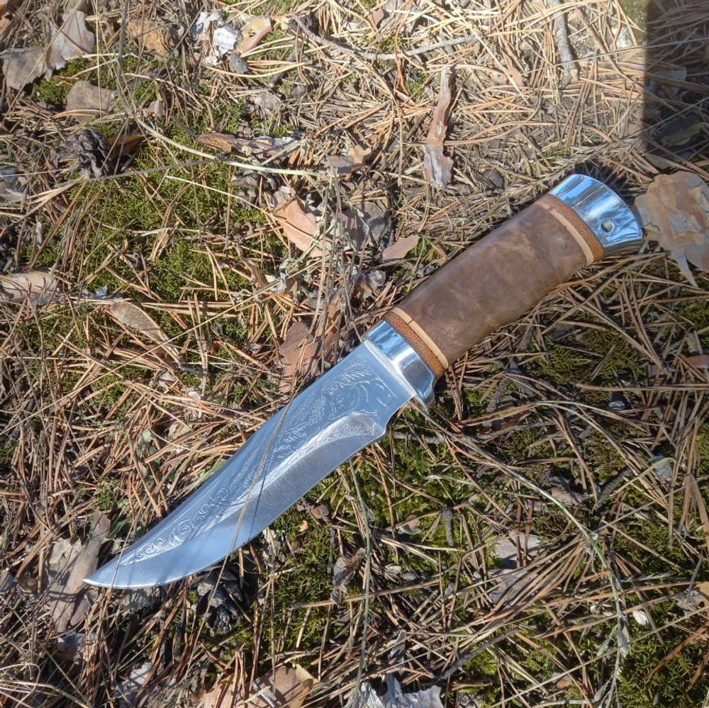 Нож кованый НС-52А с алюминиевыми вставками (40Х10С2М) гравировка (Златоуст)