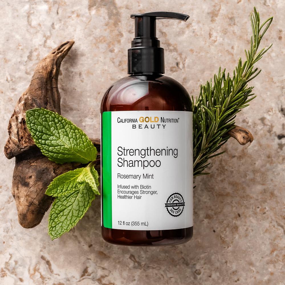 California Gold Nutrition, Beauty, укрепляющий шампунь, биотин, розмарин и мята, 355 мл (12 жидк. унций)