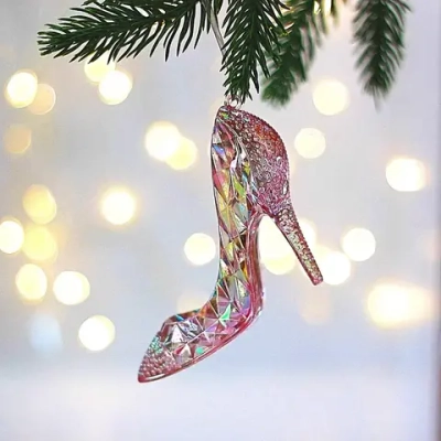 Подвеска «Хрустальная туфелька» 11*7,5 см, Розовый