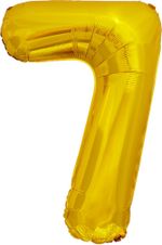 Шар (34"/86 см) Цифра, 7, ЭКО, Золото, в упаковке 1 шт.