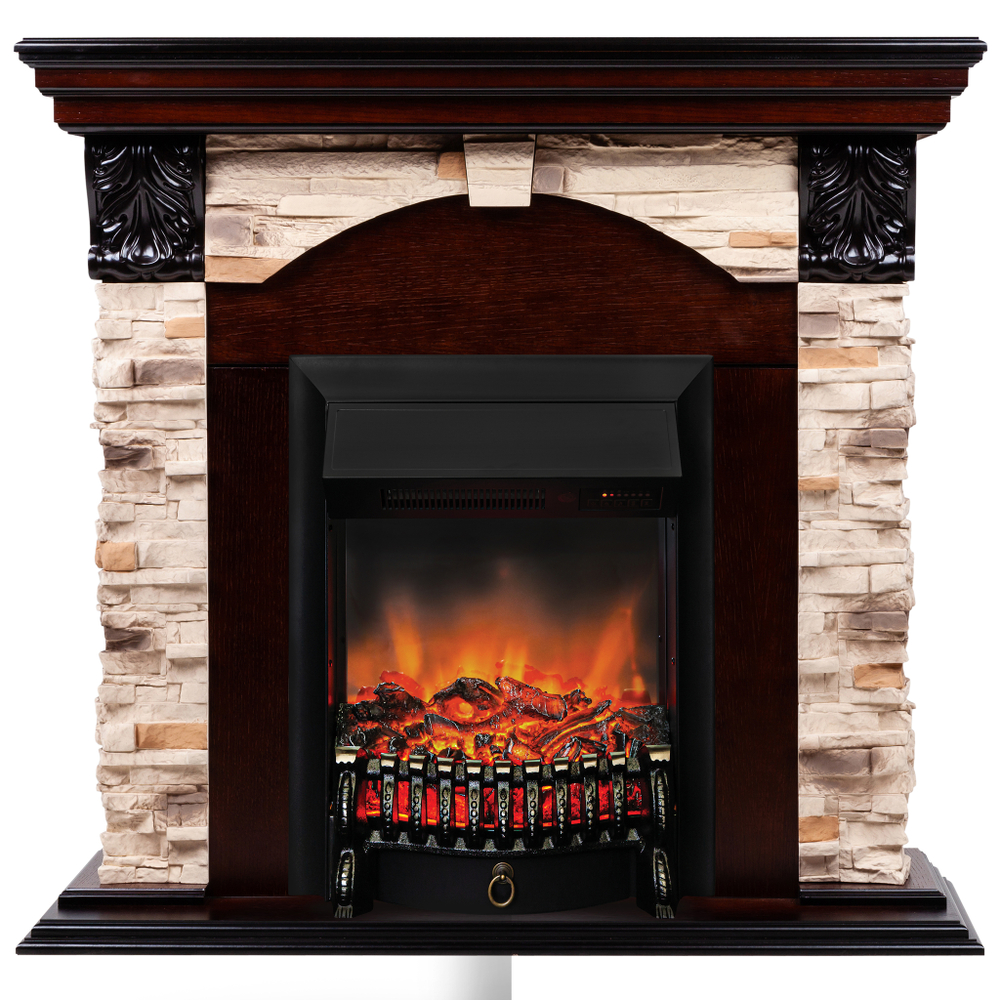 Каминокомплект Real Flame Dublin Rock AO с очагом Fobos Lux Black RC