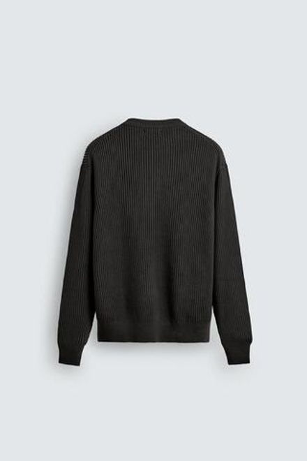 ZARA ДЖЕМПЕР РЕЛЬЕФНОЙ ВЯЗКИ В РУБЧИК, СЕРОВАТЫЙ