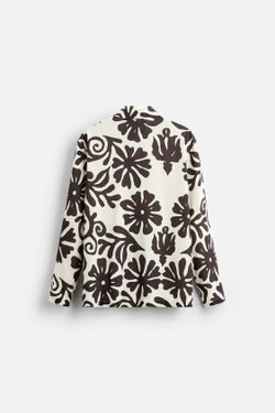 ZARА X NANUSHKA ШЕЛКОВАЯ РУБАШКА С ПРИНТОМ, ЭКРЮ/КОРИЧНЕВЫЙ