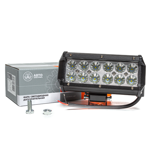 Фара светодиодная дополнительная, прямоугольная 160*62*85, рассеянный свет, 12 диодов, линзованная, 36 Вт, 10-30 В