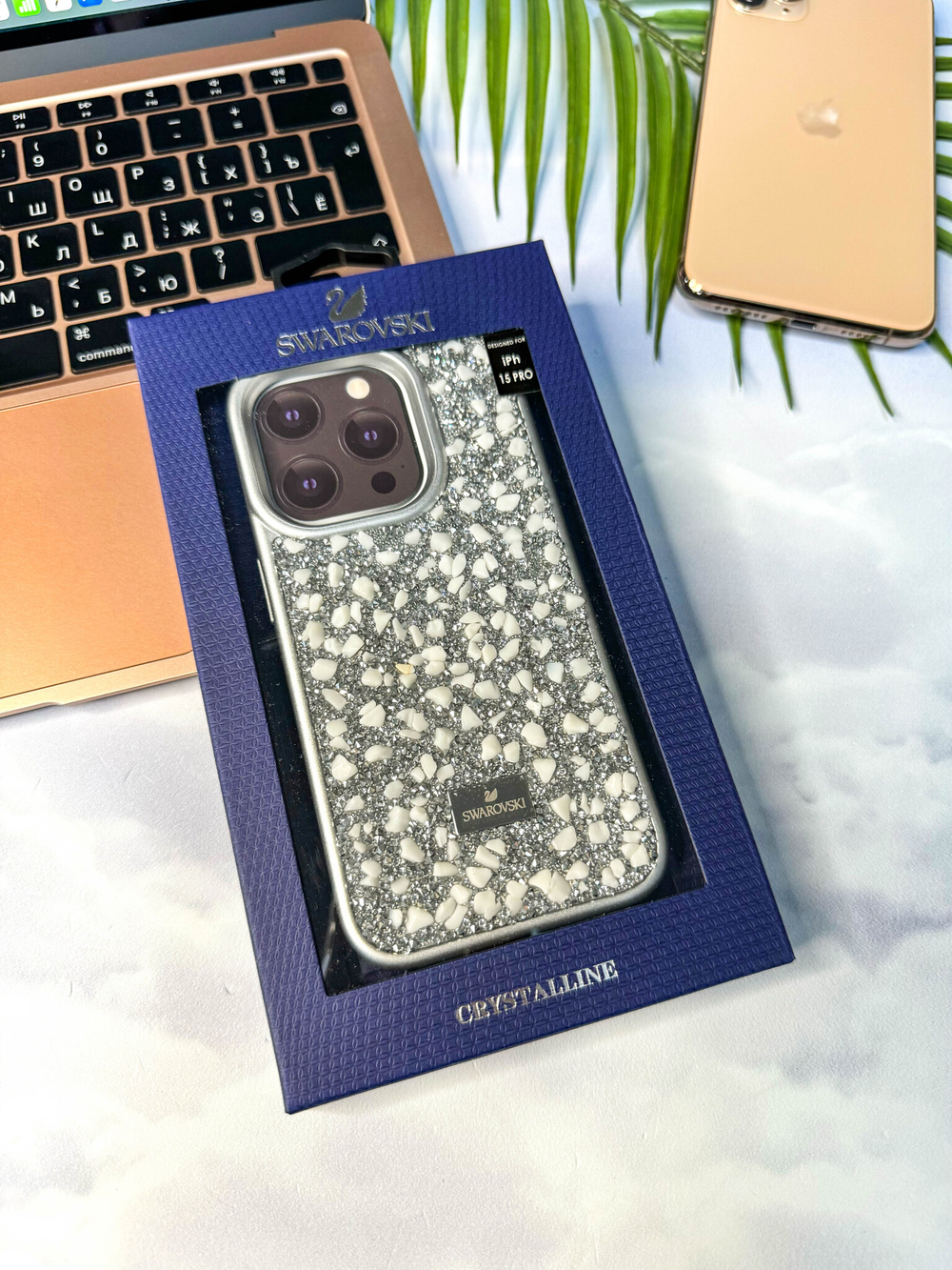 Чехол для iPhone Swarovski (Белый)