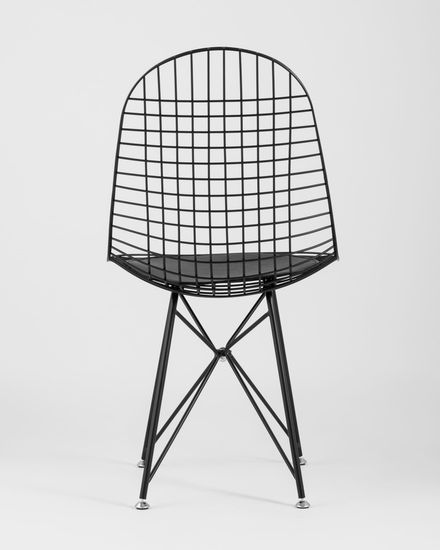 Стул обеденный Eiffel черный с черной подушкой