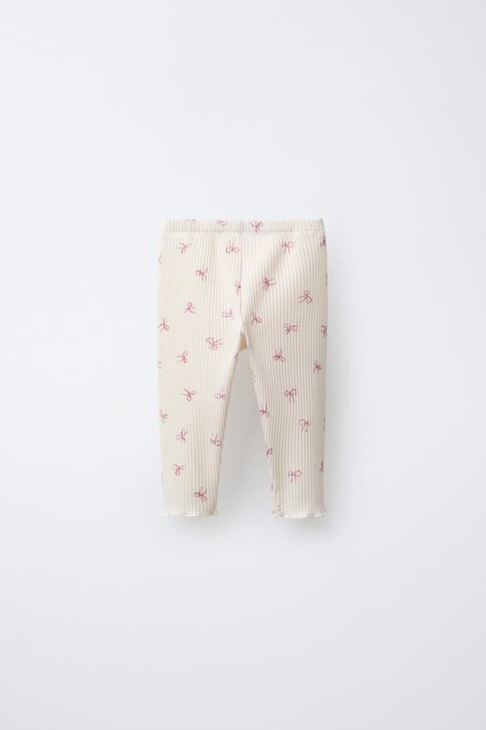 ZARA ЛЕГИНСЫ В РУБЧИК SOFT TOUCH С БАНТАМИ, ЭКРЮ