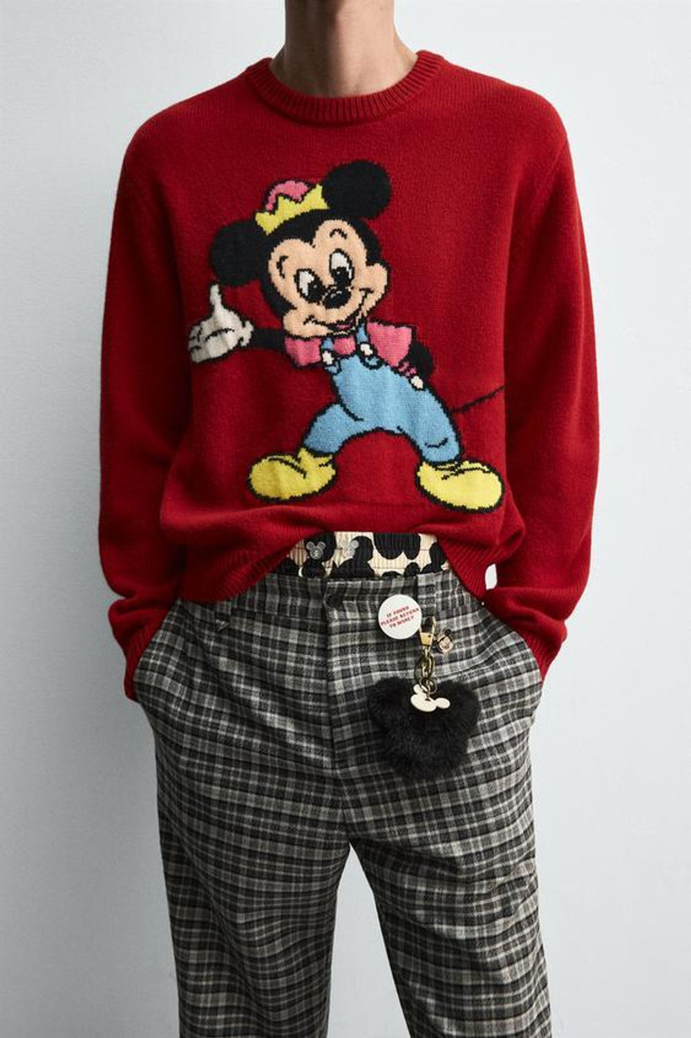 ZARA HARRY LAMBERT X DISNEY ШЕРСТЯНОЙ ДЖЕМПЕР С ПРИНТОМ, КРАСНЫЙ