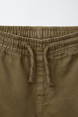ZARA ШОРТЫ LOOSE-FITTING ИЗ ТВИЛА, ТЕМНЫЙ ХАКИ