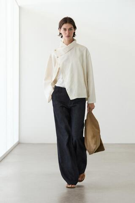 Massimo Dutti Брюки с широкими штанинами из льняной смеси, темно-синий