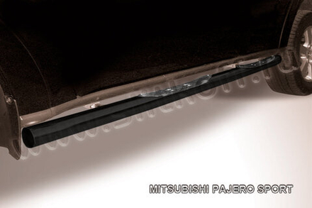 Пороги стальные Mitsubishi Pajero Sport (2004-2008) d76 с проступями (серебристые)
