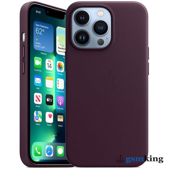Apple Leather Case with MagSafe iPhone 13 Pro Dark Cherry «Тёмная вишня» MM1A3ZE/A