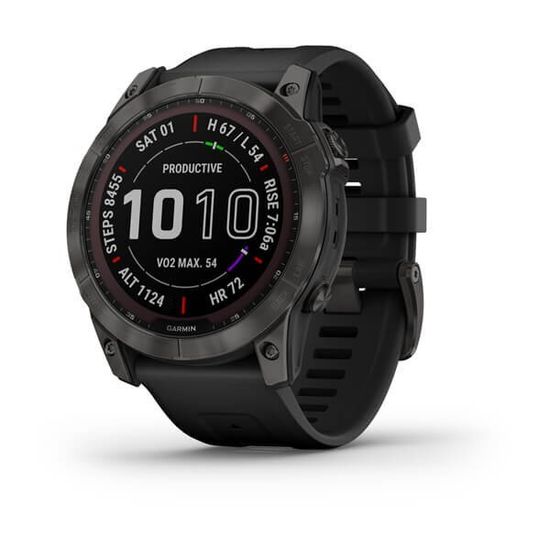 Часы Garmin Fenix 7X Sapphire Solar, карбоново-серый DLC титан с черным силиконом 010-02541-11