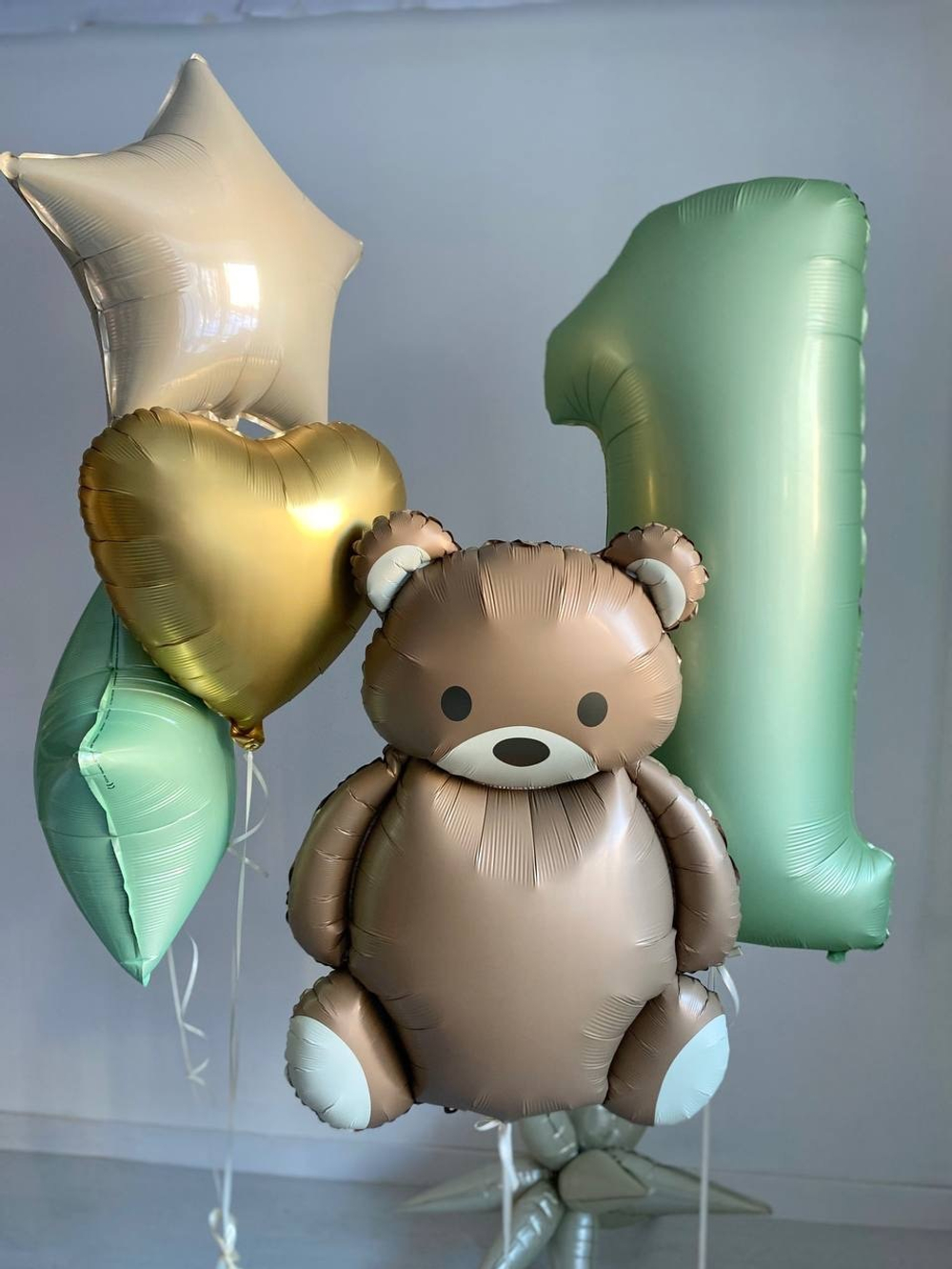 Набор воздушных шаров на годик, Мишка №2090