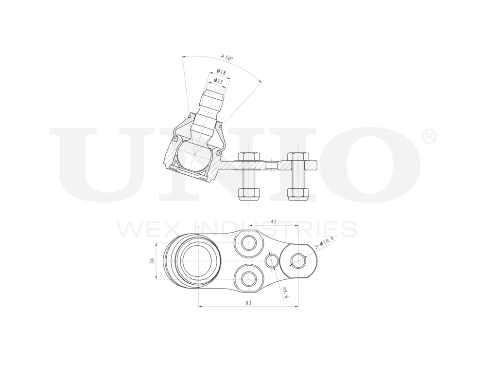 Опора шаровая передняя нижняя UNIO SSP-20075