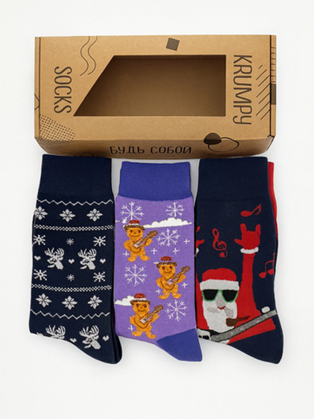 Носки НГ комплект 3 пары, р.37-44 "Happy NY"