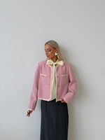 Жакет твидовый розовый