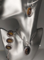 Комплект бижутерии "Тигровый глаз" - Овал (натуральный камень, бижутерный сплав)