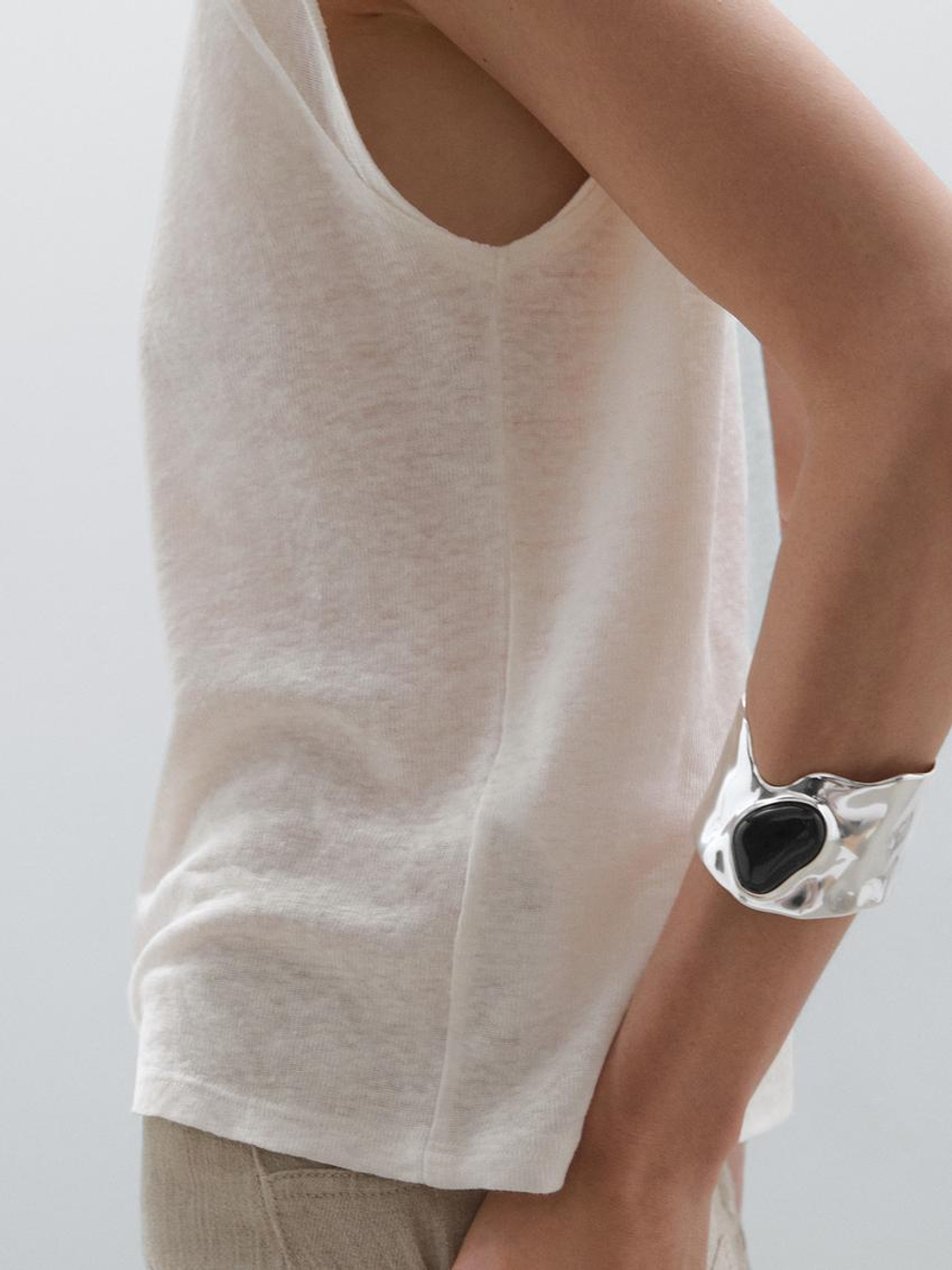 Massimo Dutti Футболка из 100% льна, светло-желтый