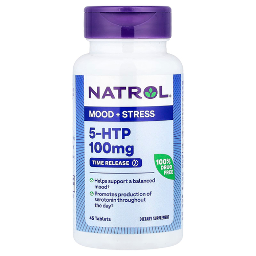 Natrol, 5-HTP, медленное высвобождение, 100 мг, 45 таблеток