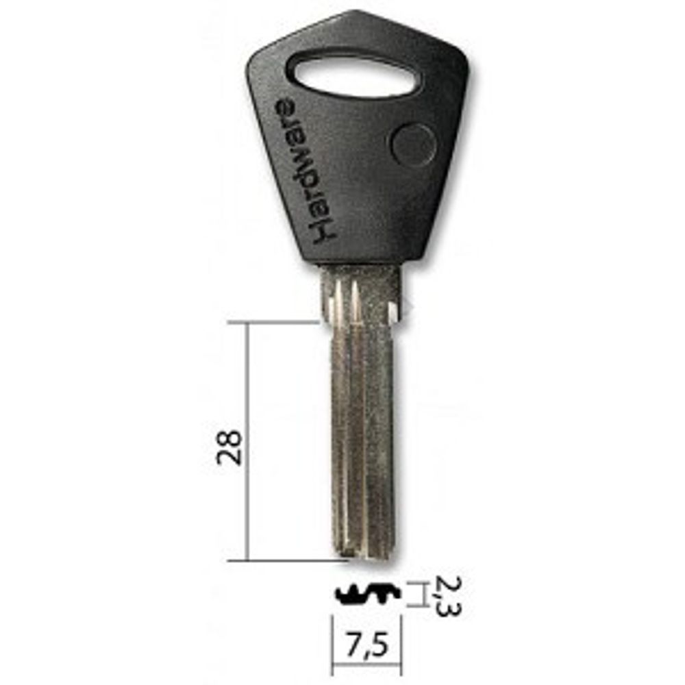 Заготовка вертикального ключа  В67 HARDWARE (28х7.5х2.3) 14278