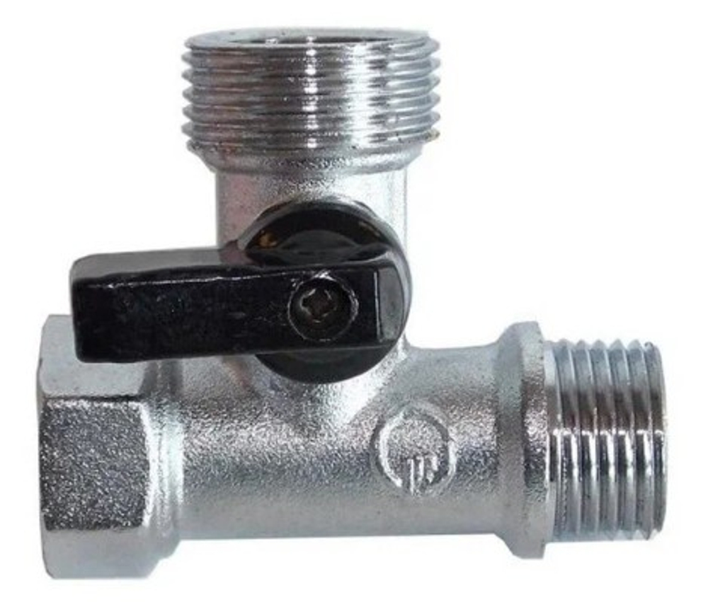 Кран стирал. 1/2"х 3/4"х1/2" TIM (проходной)