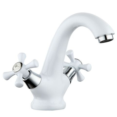 Смеситель для раковины, Frud, корот изл, с кран-буксой, бел, R10332