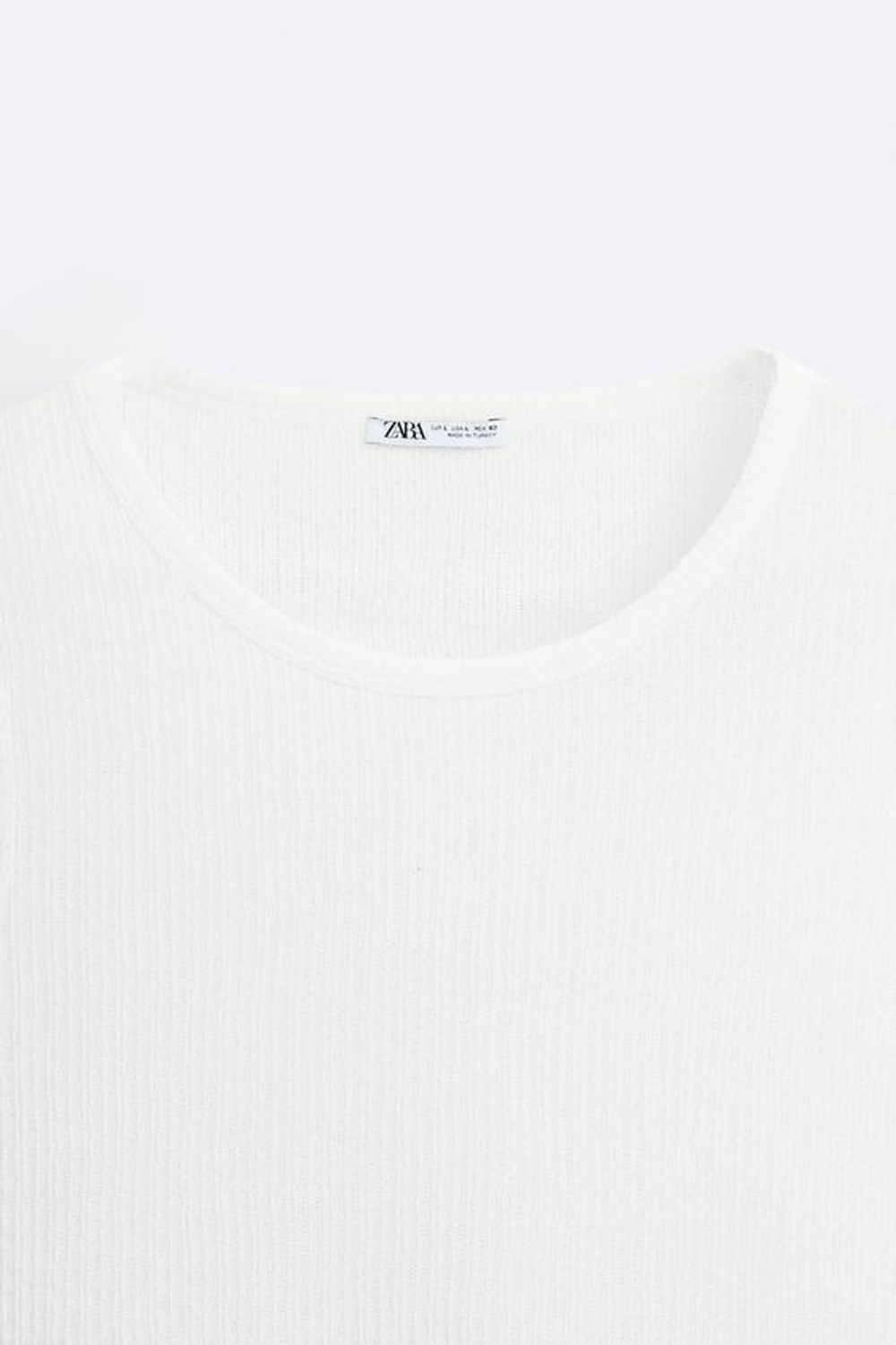 ZARA ФУТБОЛКА ИЗ РЕЛЬЕФНОЙ ТКАНИ БЕЗ РУКАВОВ, БЕЛЫЙ