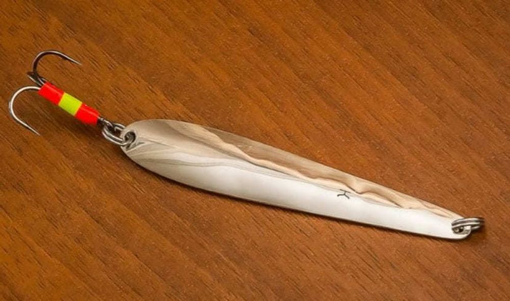 Зимняя блесна Кент судаковая , тройник, серебро 80мм, 22г