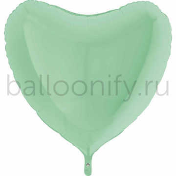 Фольгированная фигура, сердце, 36"/91СМ Пастель Matte Green