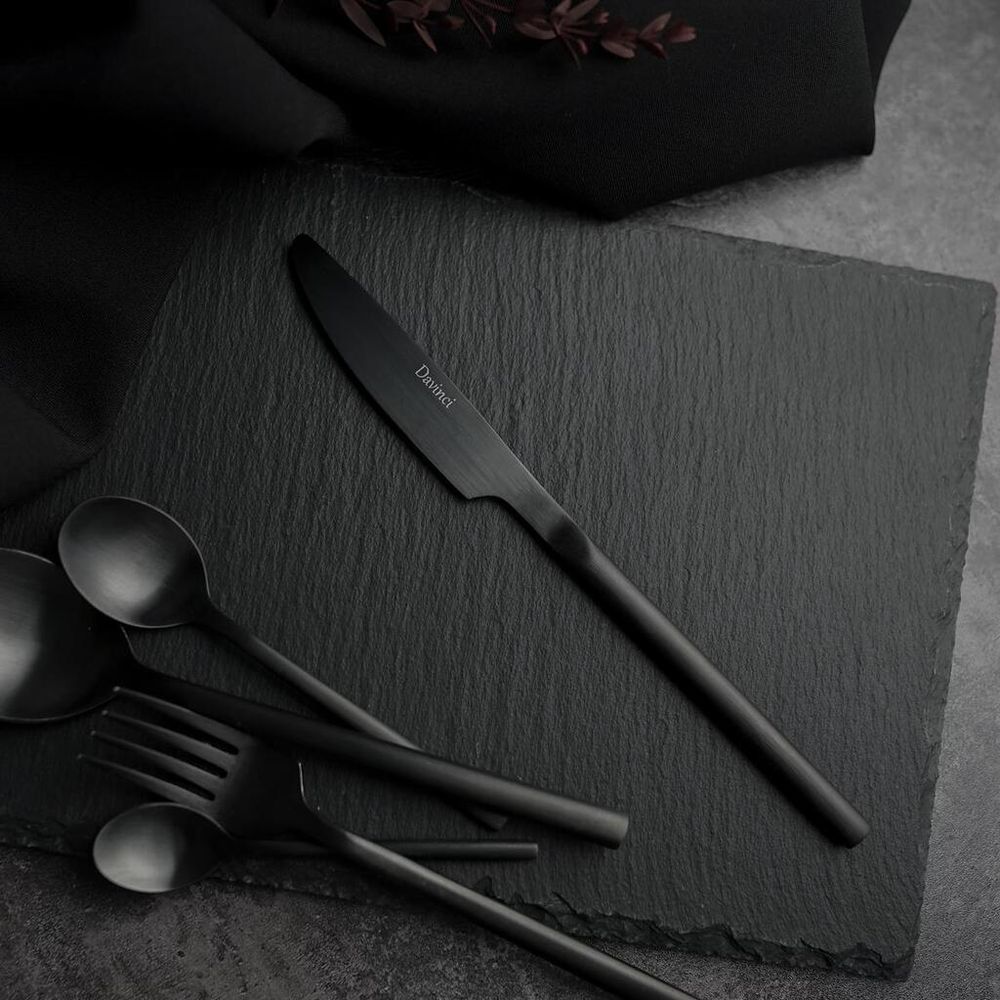 Нож столовый 22 см матовый черный цвет   PVD P.L. - Davinci [12]