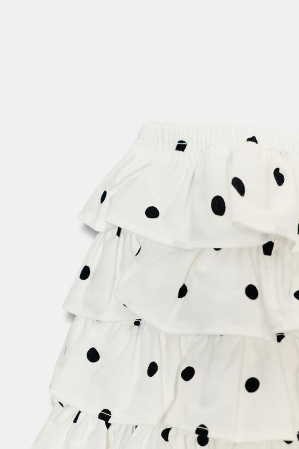 ZARA МИНИ-ШОРТЫ В ГОРОШЕК С ВОЛАНАМИ, ЭКРЮ/ЧЕРНЫЙ