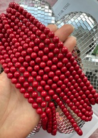 Нить бусин для украшений 8мм, "Майорка. Имитация" (красный цвет)