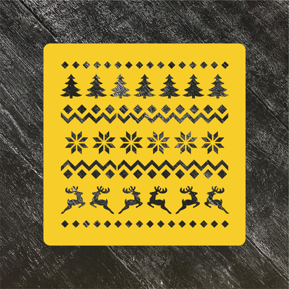 Трафарет новогодний №69 Норвежский узор Олени