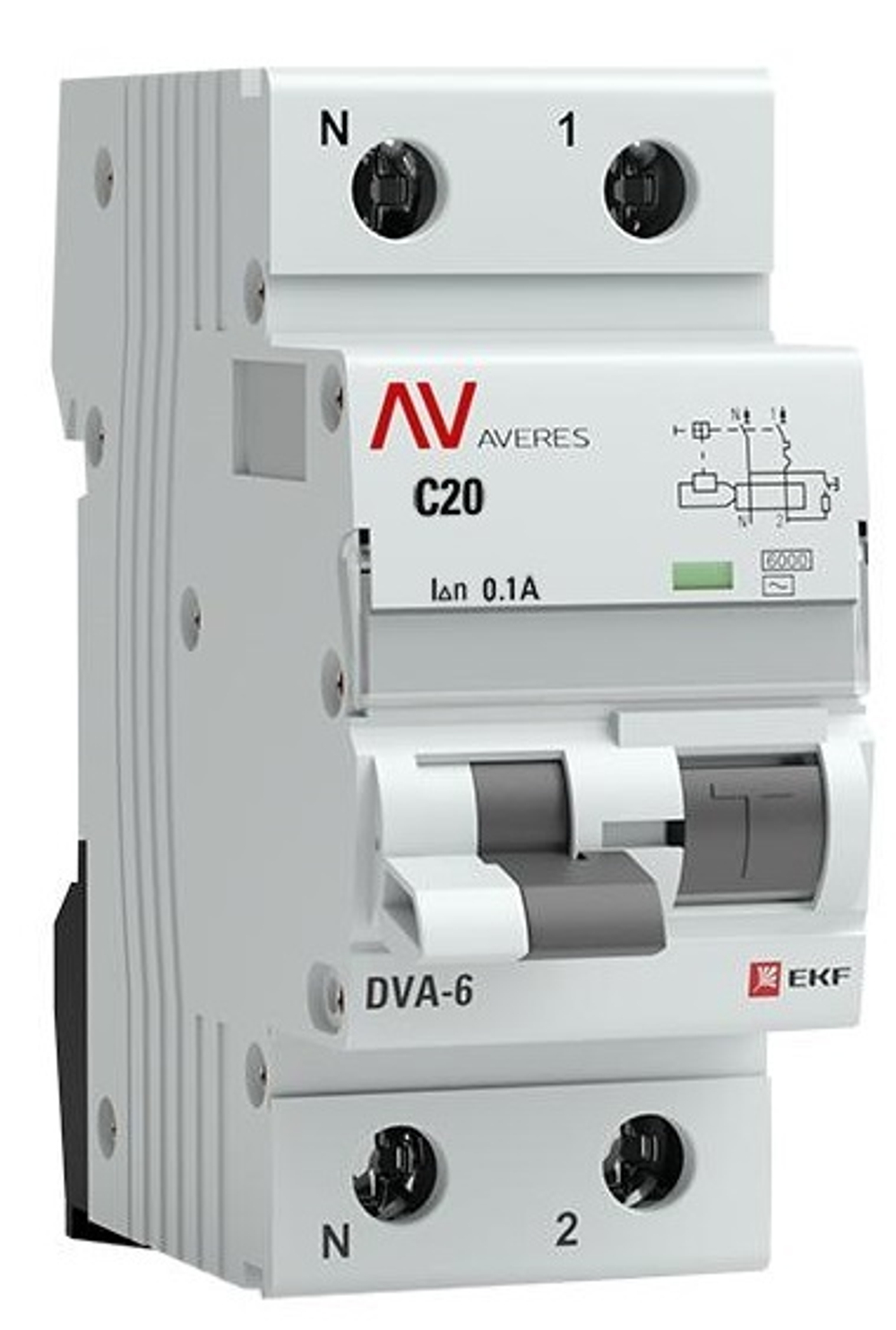 Автомат дифференциальный EKF rcbo6-1pn-20C-100-ac-av